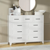 9-Drawer White Metal Tall Dresser With Smooth Drawers - Omega Lifestyles