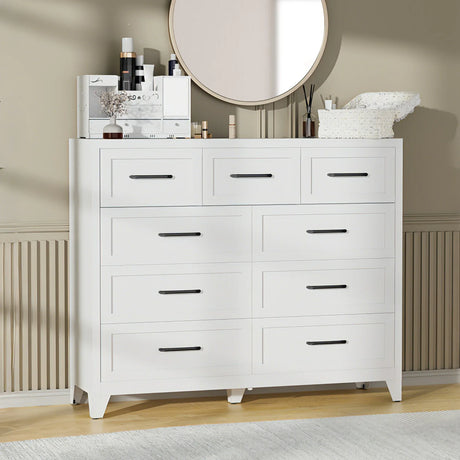 9-Drawer White Metal Tall Dresser With Smooth Drawers - Omega Lifestyles