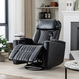 Power Swivel PU Leather Recliner Chair With Tray Table - Omega Lifestyles