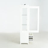 Modern Upholstered Glass Display Cabinet With Adjustable LED Light - Omega Lifestyles