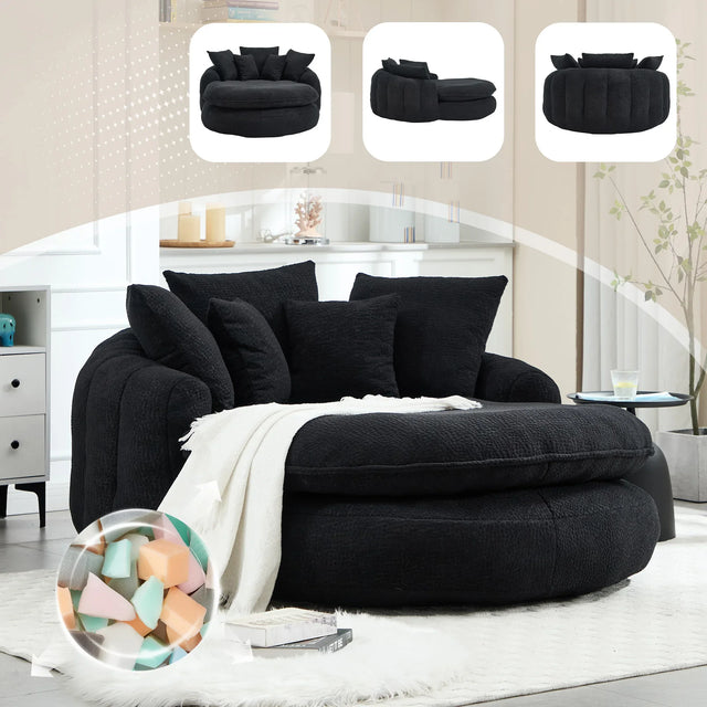 Oversized Chenille Memory Foam Bean Bag Sofa With Pillows - Omega Lifestyles