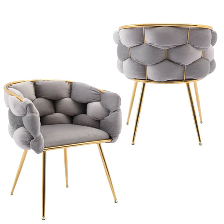 Modern Gray Velvet Accent Chair With Gold Legs - Omega Lifestyles