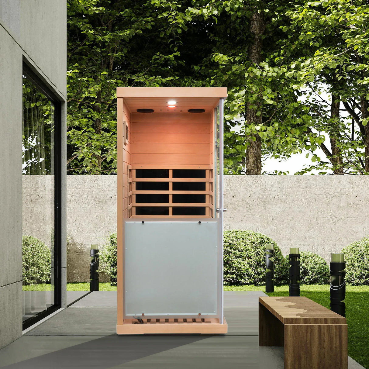 Mini Hemlock Wood Far-Infrared Heating Sauna With Bluetooth - Omega Lifestyles