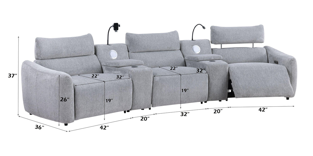 Fullar Modular Power Motion Sectional Sofa With Wireless Chargers And Speakers - Omega Lifestyles
