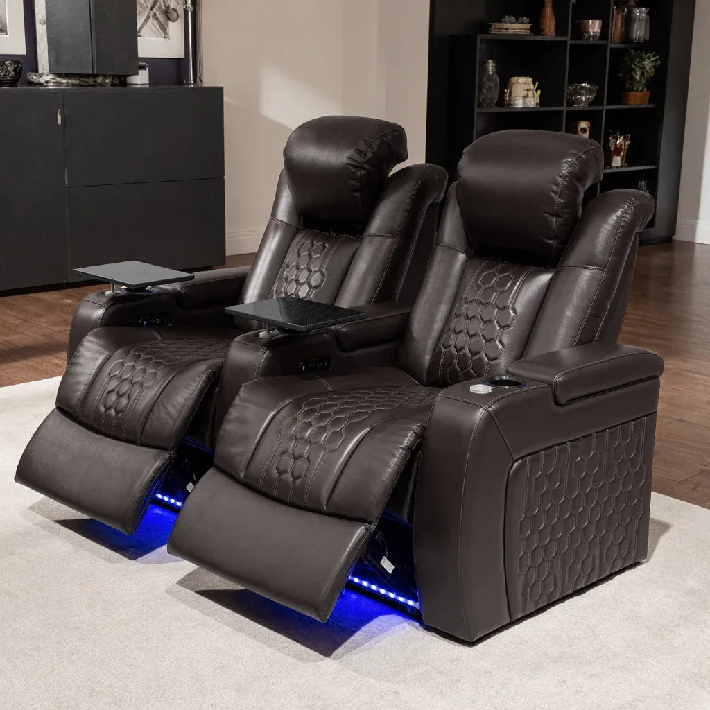 Power Recliner 2-Piece Genuine Leather Adjustable Chair - Omega Lifestyles