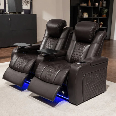 Power Recliner 2-Piece Genuine Leather Adjustable Chair - Omega Lifestyles