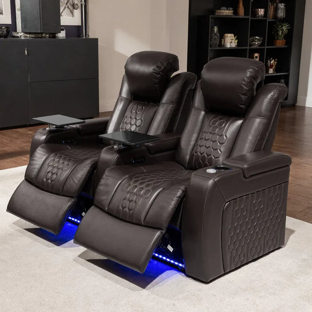 Power Recliner 2-Piece Genuine Leather Adjustable Chair - Omega Lifestyles