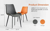 Set Of 2 Orange PU Leather Dining Chairs With Metal Legs - Omega Lifestyles