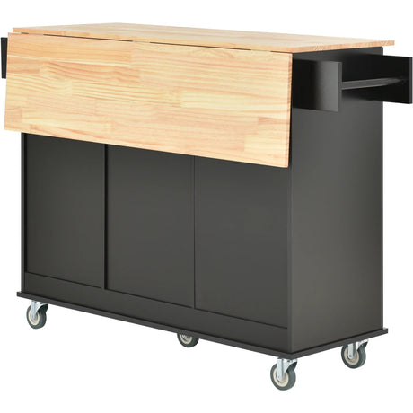 Rolling Mobile Kitchen Island With Solid Wood Top And Locking Wheels - Omega Lifestyles