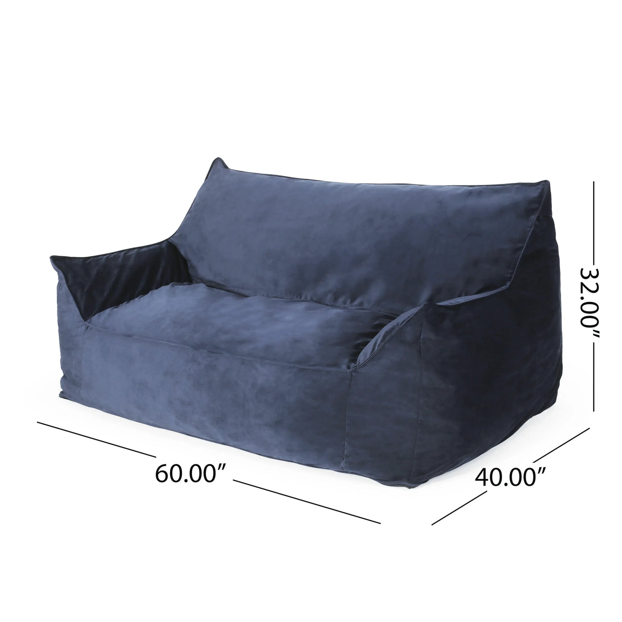 Oversized Velvet Foam Filled 2-Seater Bean Bag Chair - Omega Lifestyles