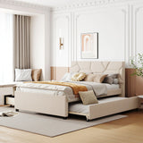 Full Upholstered Platform Bed With Trundle And Drawers Full - Omega Lifestyles