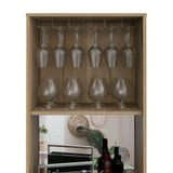 Light Oak 71-Inch Bar Cabinet With Wine Glass Rack - Omega Lifestyles