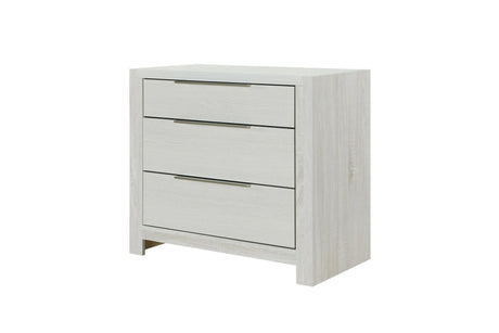 Beige Synthetic Wood Nightstand With Three Drawers - Omega Lifestyles