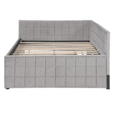 Full Upholstered L-Shaped Daybed With Twin Trundle USB Ports - Omega Lifestyles