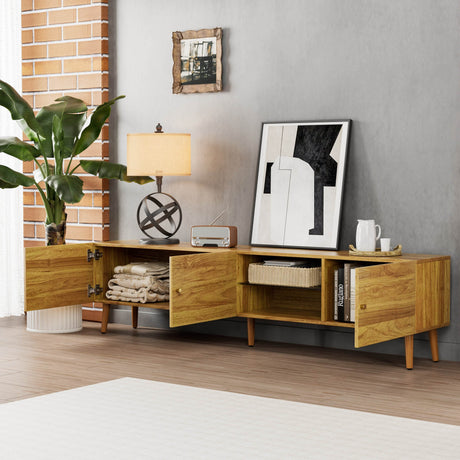 70-Inch Modern Mid Century Oak TV Stand - Omega Lifestyles