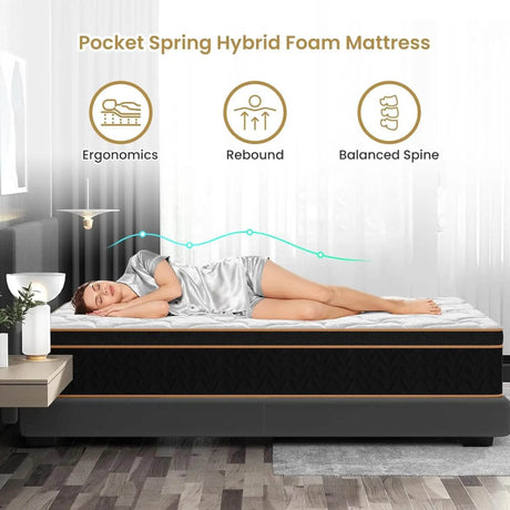Medium 12-Inch Gel-Infused Cooling Memory Foam Hybrid Mattress - Sleep Galleria