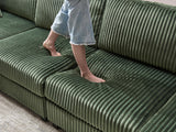 Modern Convertible U-Shaped Corduroy Fabric Sofa - Omega Lifestyles