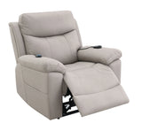 Light Gray Polished Microfiber Power Lift Heating Massage Chair - Omega Lifestyles