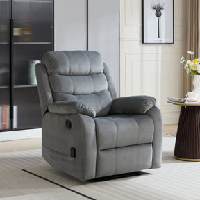 Plush Fabric Upholstered Manual Recliner Chair With Lumbar Massage - Omega Lifestyles