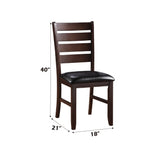 Set of 2 Black Synthetic Leather Cherry Finish Side Chairs - Omega Lifestyles