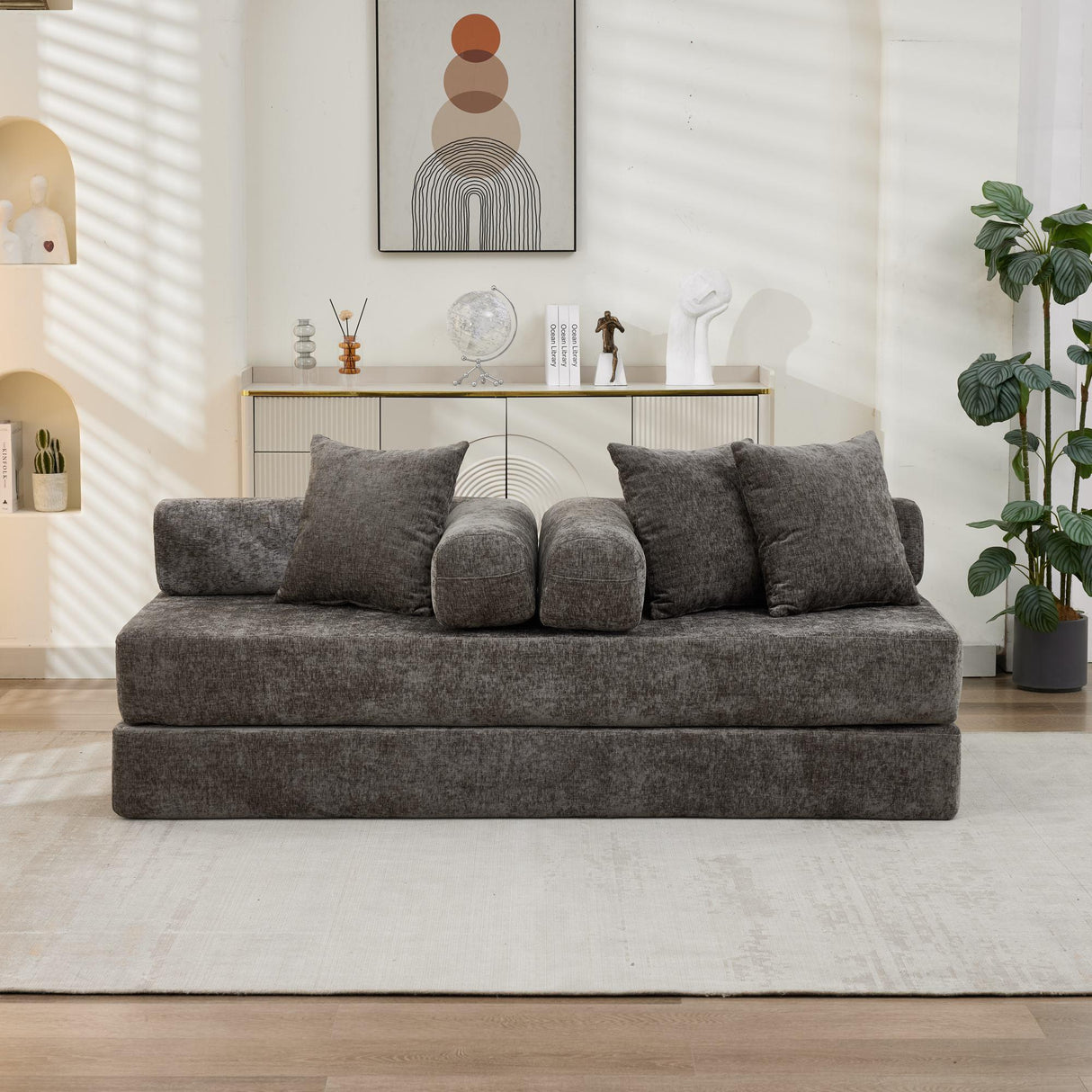 Comfy Convertible Chenille Folding Floor Sofa Bed - Omega Lifestyles