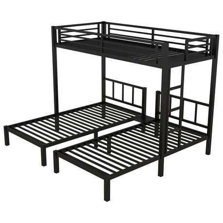 Metal Twin Over Twin Triple Bunk Bed With Guardrails - Omega Lifestyles