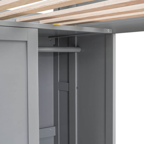 Wood Loft Bed With Storage Shelves And Wardrobe - Sleep Galleria