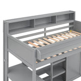 Wood Loft Bed With Storage Shelves And Wardrobe - Sleep Galleria
