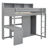 Wood Loft Bed With Storage Shelves And Wardrobe - Sleep Galleria