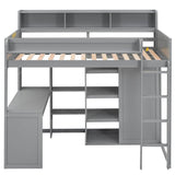 Wood Loft Bed With Storage Shelves And Wardrobe - Sleep Galleria