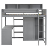 Wood Loft Bed With Storage Shelves And Wardrobe - Sleep Galleria