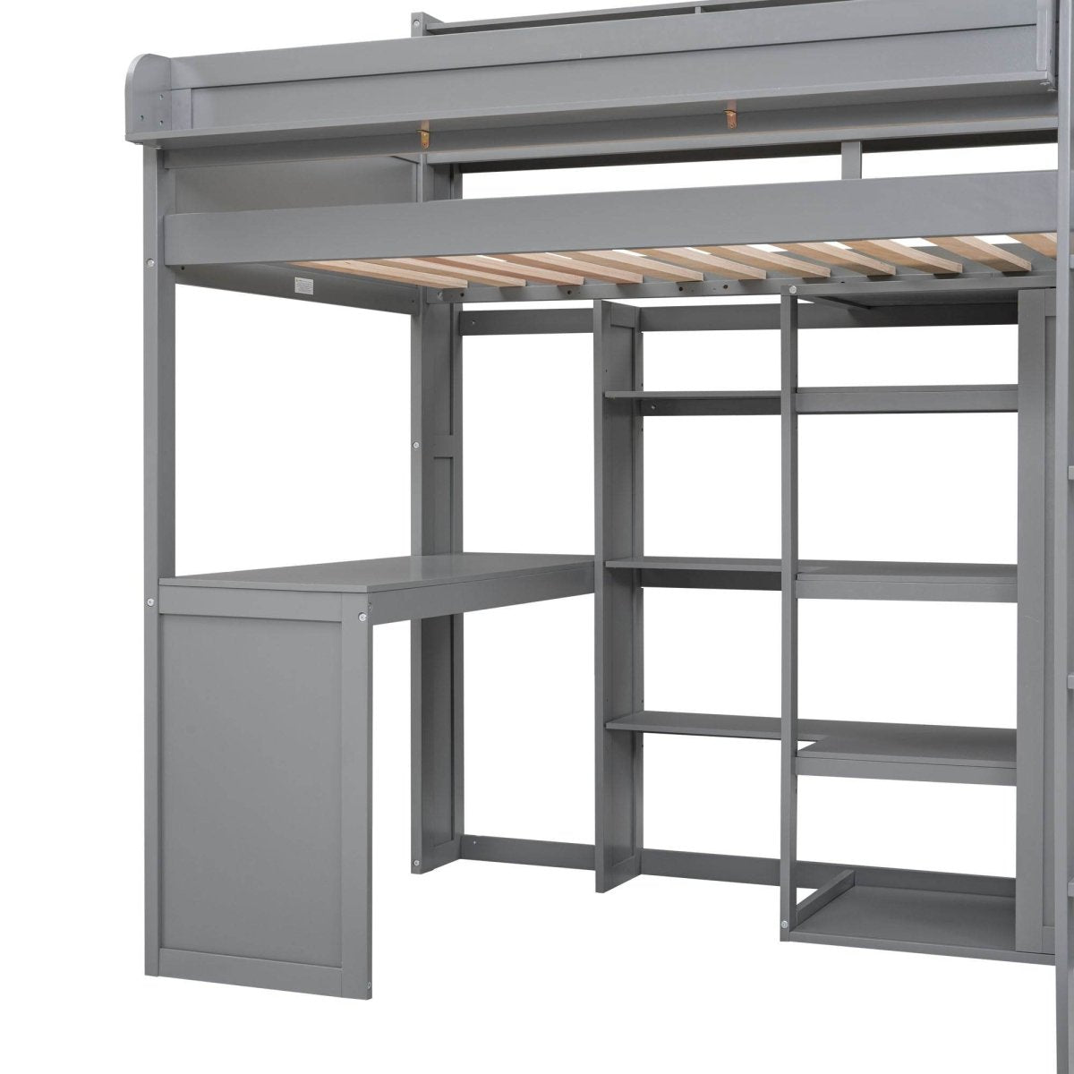 Wood Loft Bed With Storage Shelves And Wardrobe - Sleep Galleria