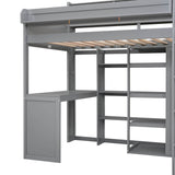 Wood Loft Bed With Storage Shelves And Wardrobe - Sleep Galleria