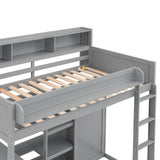 Wood Loft Bed With Storage Shelves And Wardrobe - Sleep Galleria