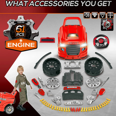 Kids Truck Engine Repair Toy With Realistic Sounds - Omega Lifestyles