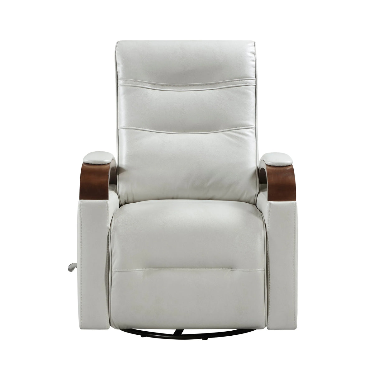 Swivel Gliding Recliner Faux Leather With Solid Rubberwood Arms - Omega Lifestyles