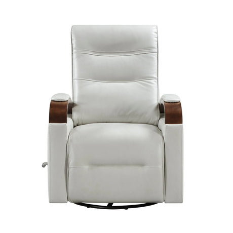 Swivel Gliding Recliner Faux Leather With Solid Rubberwood Arms - Omega Lifestyles