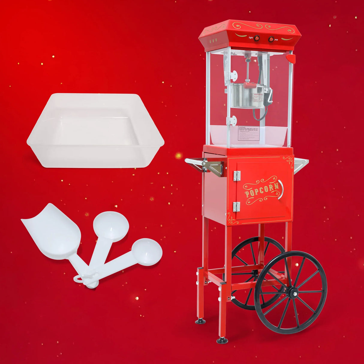 Theater-Style 6OZ Stainless Steel Popcorn Machine Cart - Omega Lifestyles