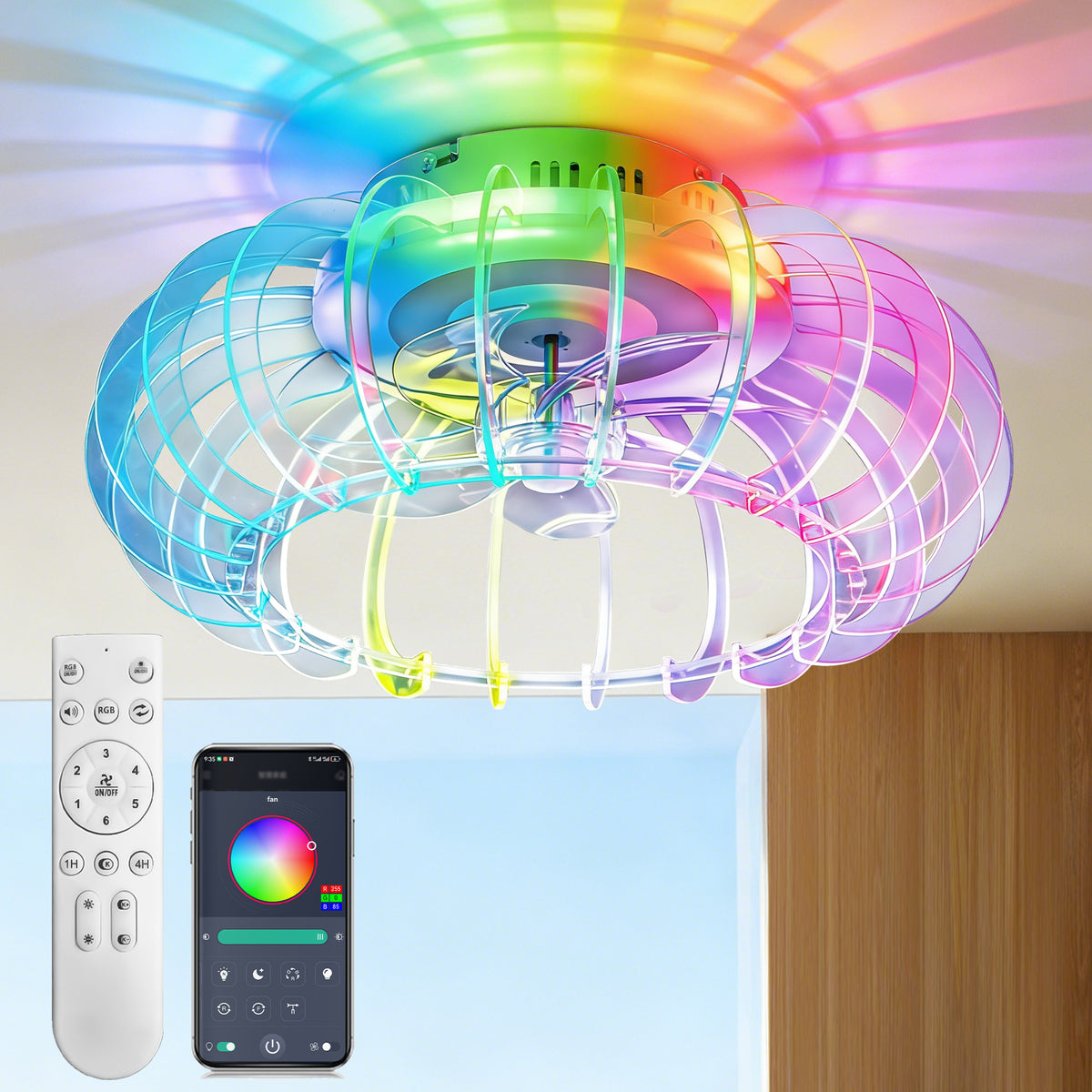 21-Inch Bladeless Ceiling Fan With Bluetooth Speaker