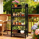 4-Level Steel Wood Bakers Rack Kitchen Storage Shelves