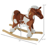 Wooden Toddler Plush Rocking Horse Toy With Sounds - Omega Lifestyles