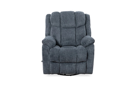 Manual Upholstered Slate Chenille Swivel Recliner - Omega Lifestyles