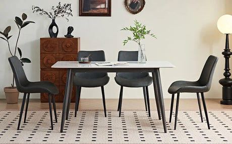 2-Piece Grey PU Leather Dining Chairs With Metal Legs - Omega Lifestyles