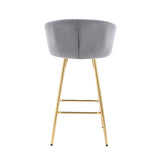 Set Of 2 Gray Velvet Fabric Bar Stools With Foam Cushion - Omega Lifestyles
