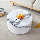 12-Inch White Patterned Cylindrical MDF Coffee Table - Omega Lifestyles