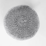 Knitted Cotton Round 20-Inch Grey Pouf - Omega Lifestyles