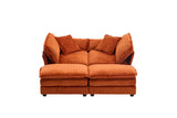 Corduroy 2-Seat Sofa With Pillows And Ottomans - Omega Lifestyles