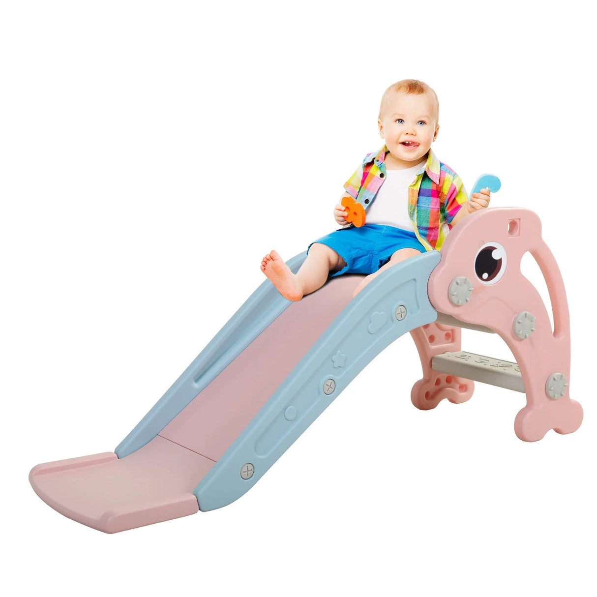 2-in-1 Toddler HDPE Slide With Basketball Hoop - Omega Lifestyles