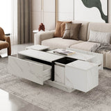 Modern White MDF Sliding Top Coffee Table With Storage - Sleep Galleria