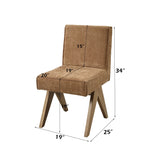 Set of 2 Chocolate Chenille Oak Side Chairs - Omega Lifestyles